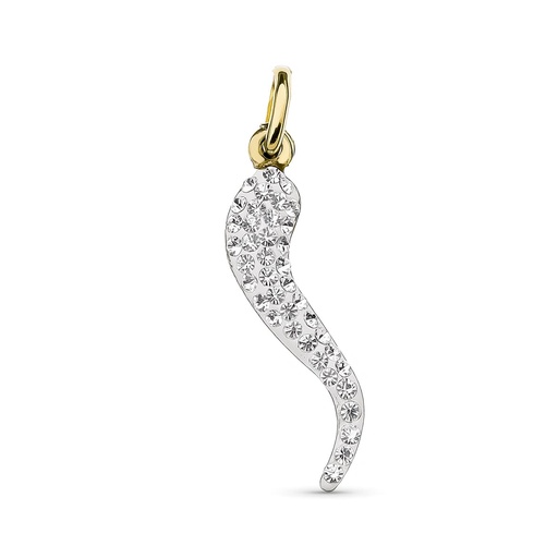 [P16177] 18K COLGANTE ORO AMARILLO CUERNO CIRCONITAS 25X6 MM