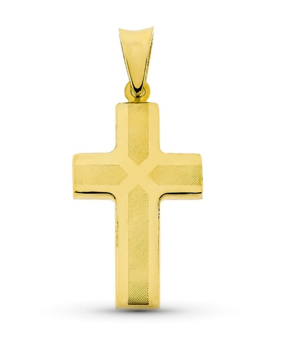 [P16191] 18K CRUZ ORO BLANCO CON CIRCONITAS 32X17 MM