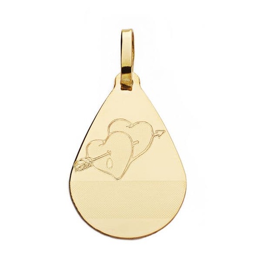 [P16195] 18K COLGANTE ORO AMARILLO GOTA CORAZONES 21X14 MM