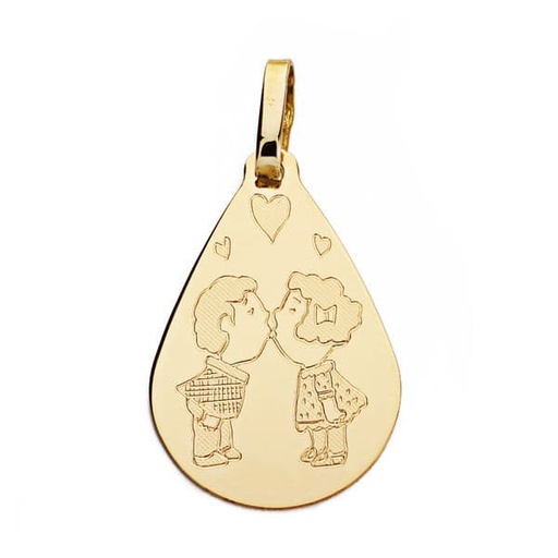 [P16196] 18K COLGANTE ORO AMARILLO GOTA PAREJA 21X14 MM
