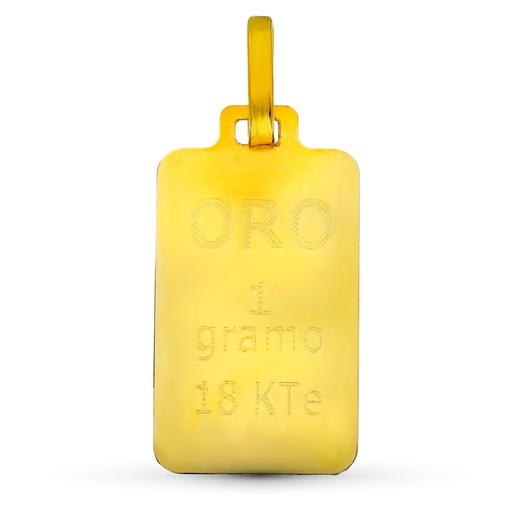 [P16199] 18K COLGANTE ORO AMARILLO LINGOTE 1 GRAMO.
