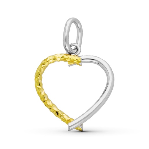 [P16220] 18K COLGANTE ORO BICOLOR CORAZON 25X20 MM