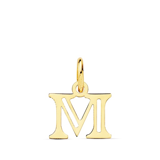 [P16222-M] 18K COLGANTE LETRA  M  . 12X10 MM