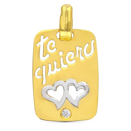 [P16230] 18K COLGANTE ORO AMARILLO TE QUIERO CALADO 20X14 MM