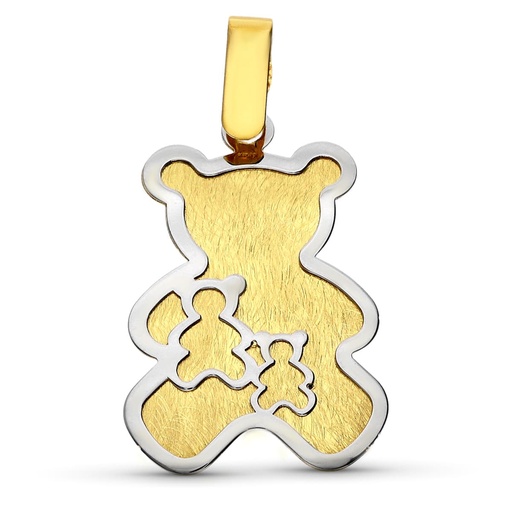 [P16235] 18K COLGANTE ORO BICOLOR OSO CON OSO S 21X10 MM