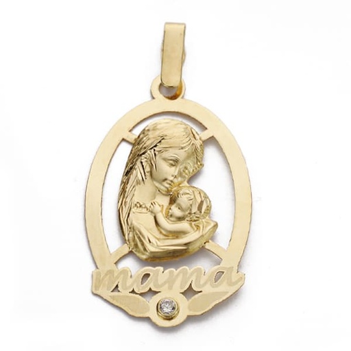 [P16238] 18K COLGANTE MADRE LASER. 25X16 MM