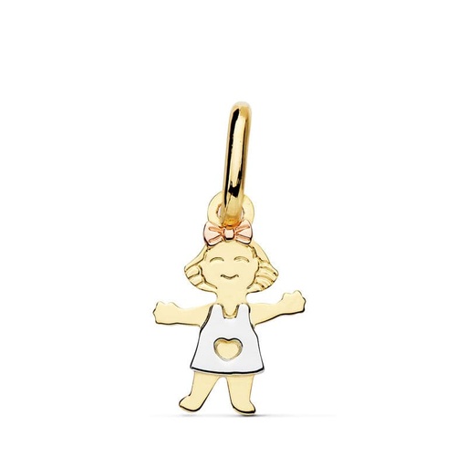 [P16247-NINA] 18K COLGANTE ORO TRICOLOR NIÑA 17X12 MM