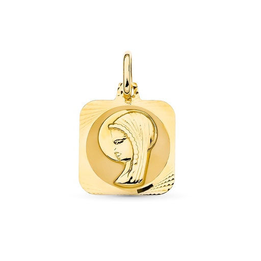 [P16249] 18K MEDALLA ORO AMARILLO VIRGEN NIÑA CUADRADO. 16X13 MM