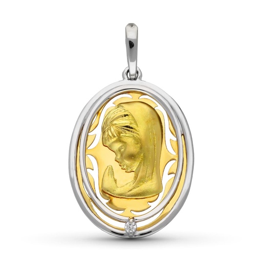 [P16275] 18K MEDALLA ORO BICOLOR VIRGEN NIÑA 23X16 MM