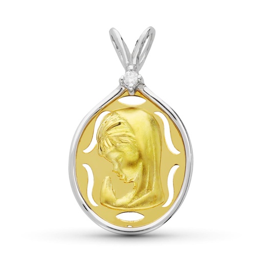 [P16276] 18K MEDALLA ORO BICOLOR VIRGEN NIÑA 27X15 MM
