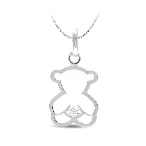[P16311-OB] 18K COLGANTE ORO BLANCO OSO CIRCONITA ORO BLANCO
