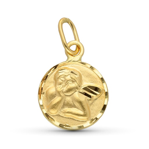 [P16316] 18K MEDALLA PEQUEÑA ANGEL Y RELOJ 8 MM