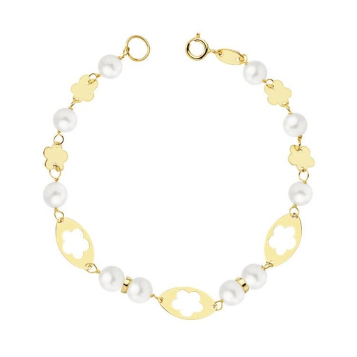 [P16332] 18K PULSERA COMUNION PERLA 5.5 MM 16CM