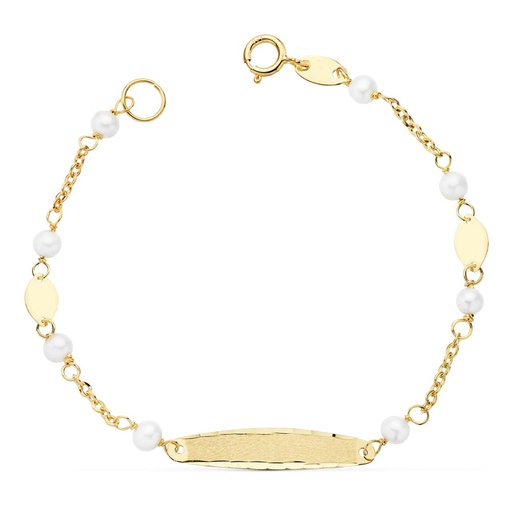 [P16338] 18K ESCLAVA COMUNION PERLA 3.5MM 15 CM
