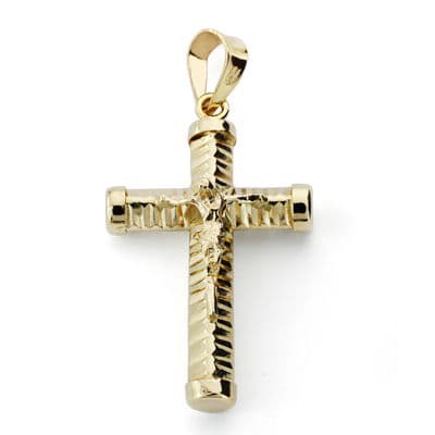 [P16357] 18K CRUZ CON CRISTO HUECA 24X15 MM