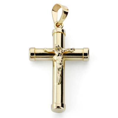 [P16359] 18K CRUZ CON CRISTO HUECA 24X15X3 MM
