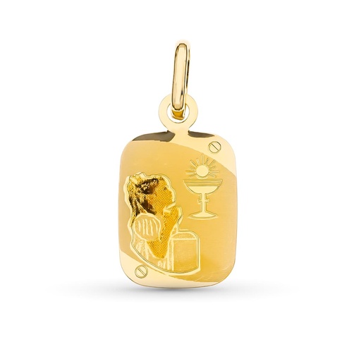 [P16362] 18K MEDALLA ORO AMARILLO ESMALTADA CAPILLA 20X12 MM