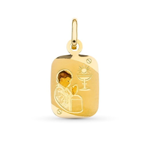[P16363] 18K MEDALLA ORO AMARILLO ESMALTADA CAPILLA 20X12 MM