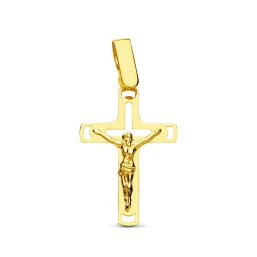 [P16380] 18K CRUZ CON CRISTO CALADA LASER