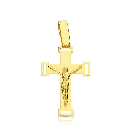 [P16381] 18K CRUZ CON CRISTO CALADA 22X13 MM