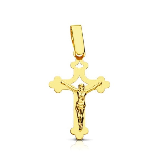 [P16383] 18K CRUZ CON CRISTO CALADA LASER. 22X14 MM