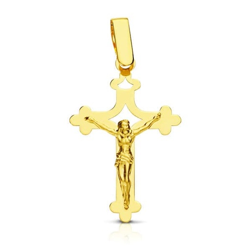 [P16384] 18K CRUZ CON CRISTO GRANDE CALADA LASER