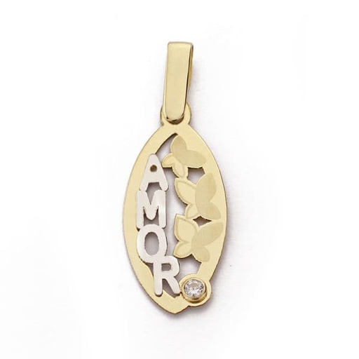 [P16388] 18K COLGANTE ORO AMARILLO AMOR MARIPOSAS. 22X10 MM