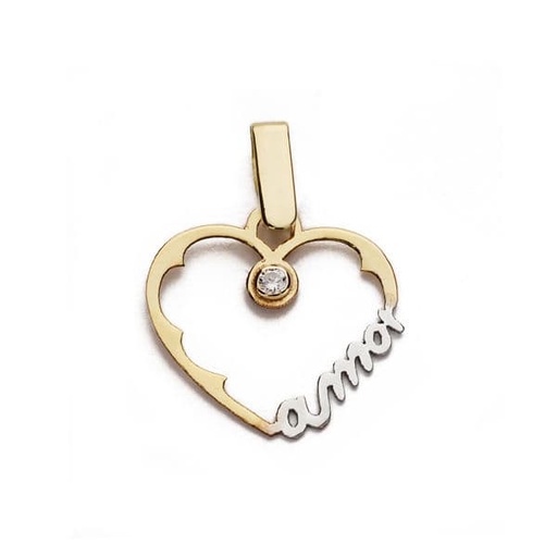 [P16389] 18K COLGANTE CORAZON AMOR 15X16 MM