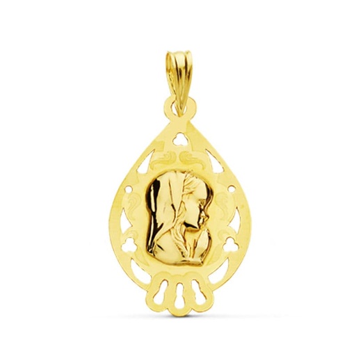 [P16419] 18K MEDALLA VIRGEN NIÑA 22X13 MM