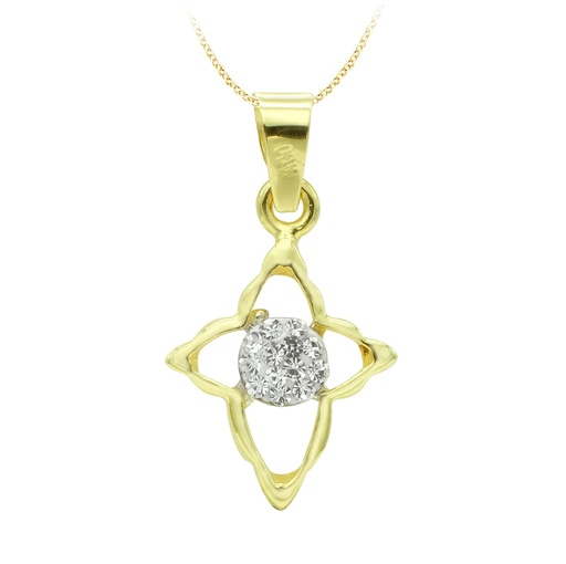 [P16422] 18K CRUZ ORO BICOLOR CIRCONITAS 14X11 MM