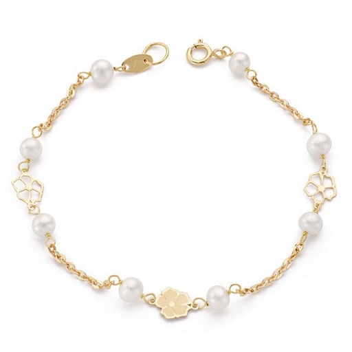 [P16463] 18K PULSERA COMUNION PERLA 4-4.5 MM 17CM