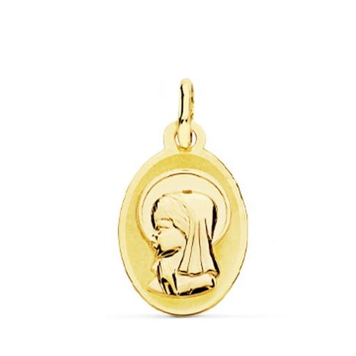 [P16479] 18K MEDALLA VIRGEN NIÑA OVAL. 17X10 MM