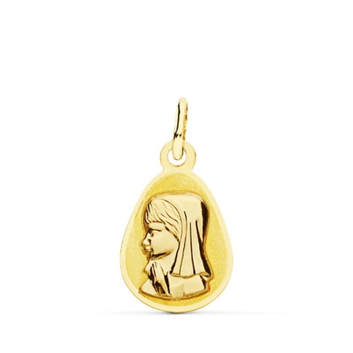 [P16480] 18K MEDALLA VIRGEN NIÑA GOTA 17X10 MM