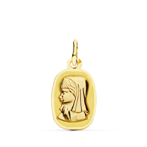 [P16481] 18K MEDALLA VIRGEN NIÑA LASER. 17X10 MM