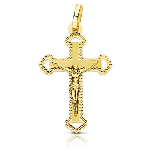 [P16536] 18K CRUZ CON CRISTO TALLADA 27X17 MM