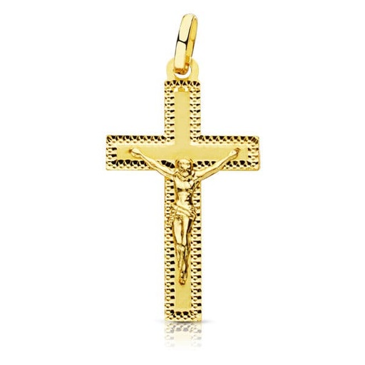 [P16537] 18K CRUZ CRISTO TALLADA 27X15 MM