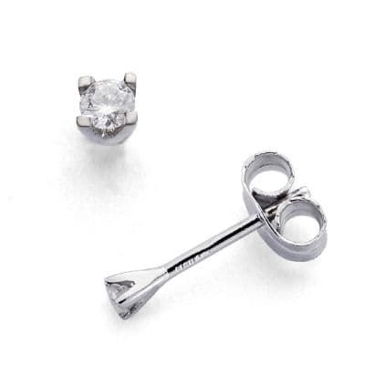 [P1654-1] 18K PENDIENTES ORO BLANCO DIAMANTES TALLA BRILLANTE 0.11 QTS SI-H