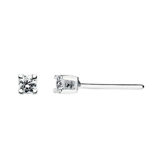 [P1655-1] 18K PENDIENTES DIAMANTES ORO BLANCO GARRAS 0.09 QTS. SI-H