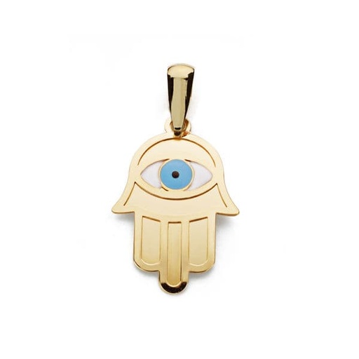[P16572] 18K COLGANTE MANO FATIMA Y OJO TURCO 19X13 MM