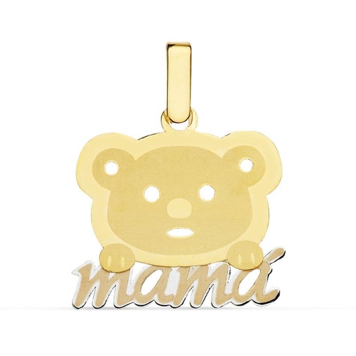 [P16589] 18K COLGANTE BICOLOR MAMA OSO. 21X17 MM