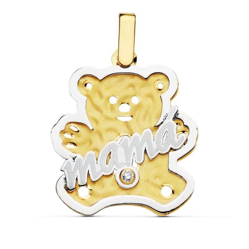 [P16593] 18K COLGANTE BICOLOR MAMA OSO. 22X21 MM