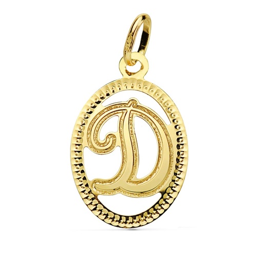 [P16620-D] 18K COLGANTE INICIAL LETRA D 21X14 MM