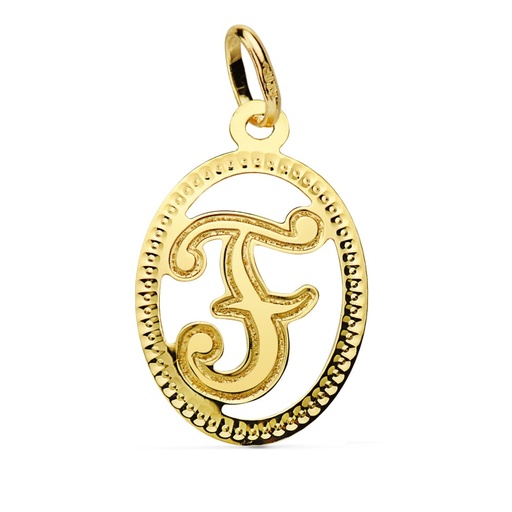 [P16620-F] 18K COLGANTE INICIAL LETRA F 21X14 MM