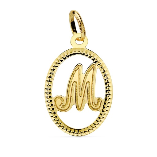 [P16620-M] 18K COLGANTE INICIAL LETRA M. 21X14 MM