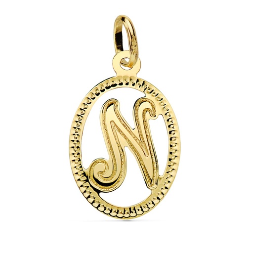 [P16620-N] 18K COLGANTE INICIAL LETRA N 21X14 MM