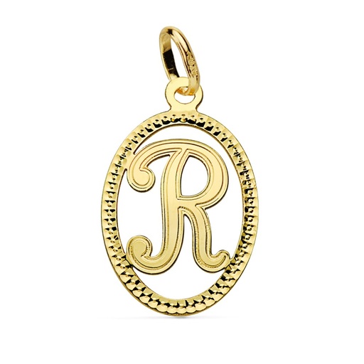 [P16620-R] 18K COLGANTE INICIAL LETRA R 21X14 MM