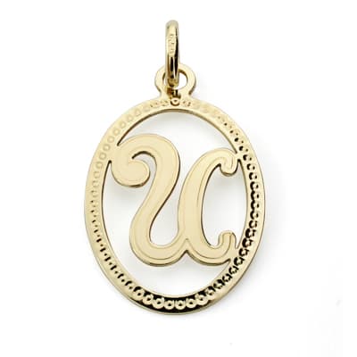[P16620-U] 18K COLGANTE INICIAL LETRA U 21X14 MM