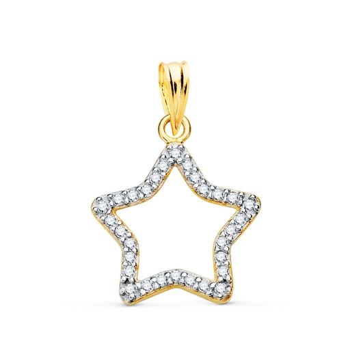 [P16622-OA] 18K COLGANTE ORO BICOLOR ESTRELLA CON CIRCONITAS 16X15 MM