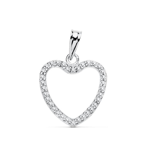 [P16623-OB] 18K COLGANTE CORAZON ORO BLANCO CIRCONITAS 16X16 MM