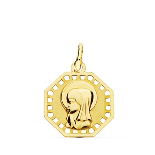[P16627] 18K MEDALLA VIRGEN NIÑA CALADA 16X14 MM